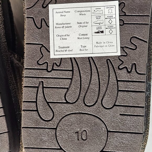 Bearpaw Boshie Chestnut Brown Distressed Fuzzy Lined Boots Women's Size 10 NEW - Picture 10 of 12